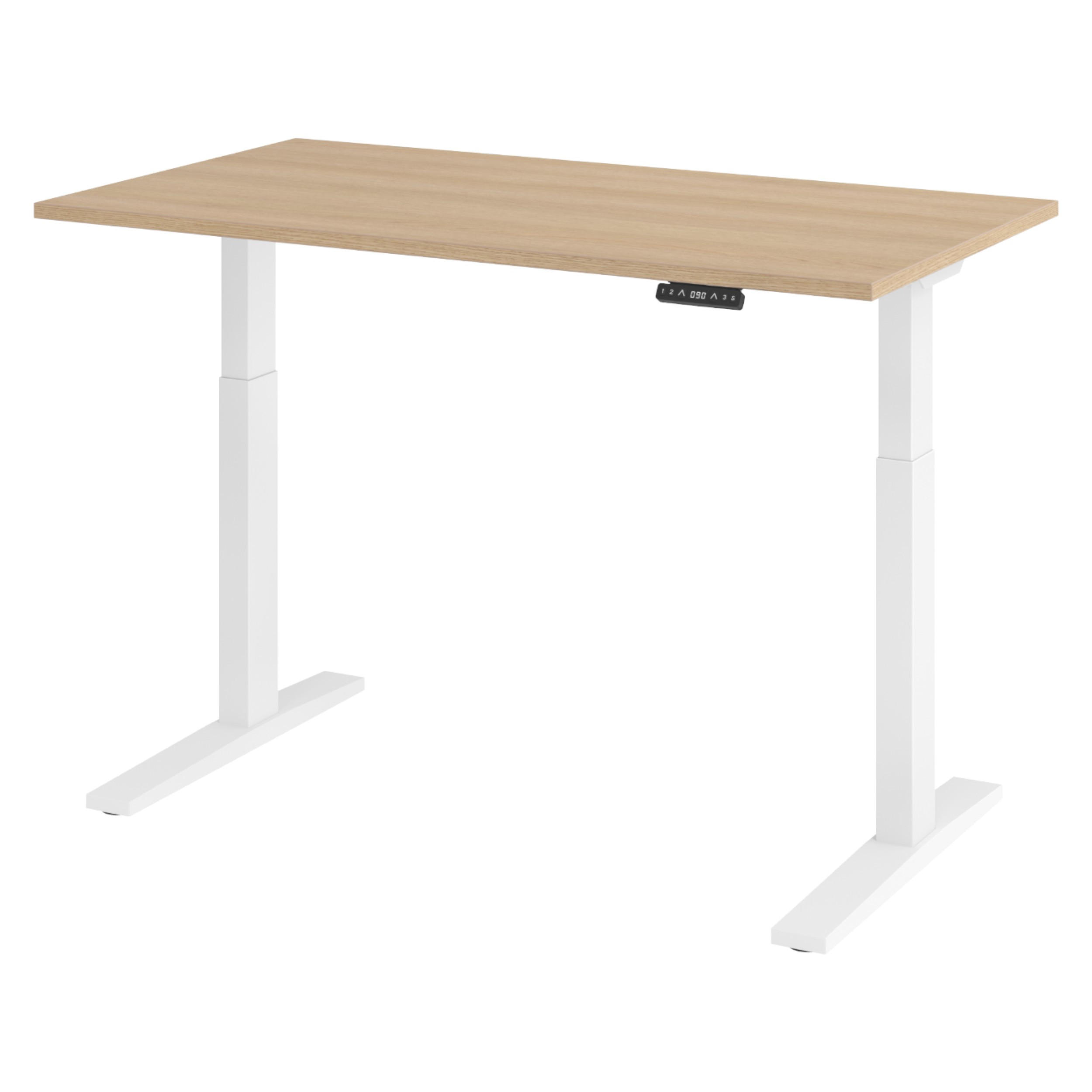 SCHREIBTISCH elektrisch XMKA 80/140/74 cm in Eichefarben/Weiß - Eichefarben/Weiß, Holzwerkstoff (80/140/74cm) - bümö