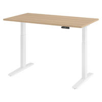SCHREIBTISCH elektrisch XMKA 80/140/74 cm in Eichefarben/Weiß - Eichefarben/Weiß, Holzwerkstoff (80/140/74cm) - bümö