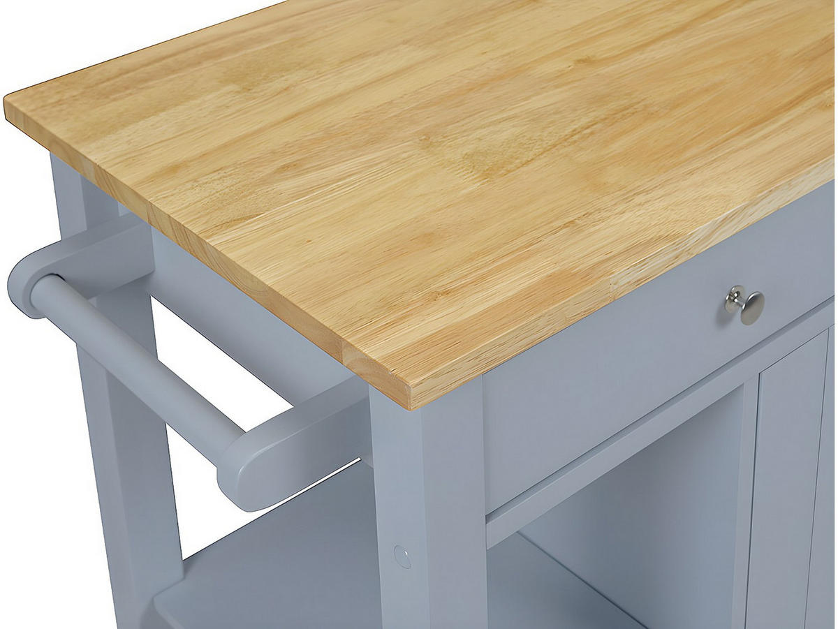 KÜCHENWAGEN Servierwagen mit 1 Tür & 2 Schubladen - Kautschukholz - Grau - HALEY - Grau, Holz (45/87/105cm) - Vente-Unique