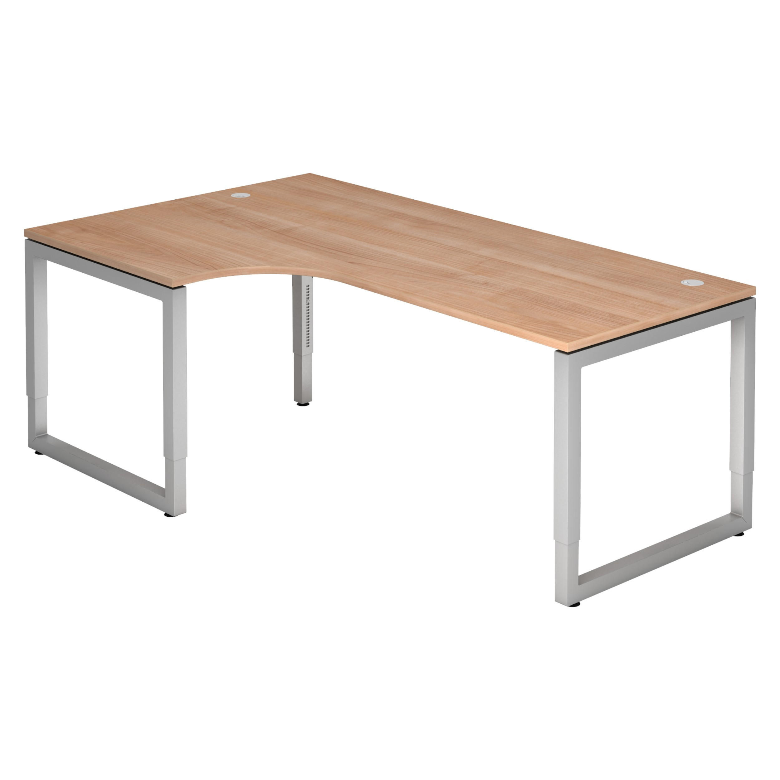 SCHREIBTISCH Serie-R 120/200/74 cm in Nussbaumfarben/Silberfarben - Silberfarben/Nussbaumfarben, Holzwerkstoff (120/200/74cm) - bümö