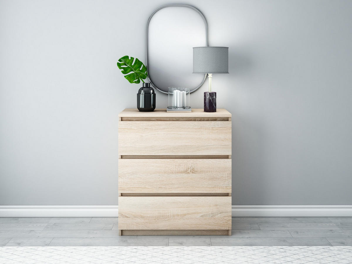 KOMMODE bella3 - Sonoma Eiche, Holzwerkstoff (70/76/35cm) - roe furniture