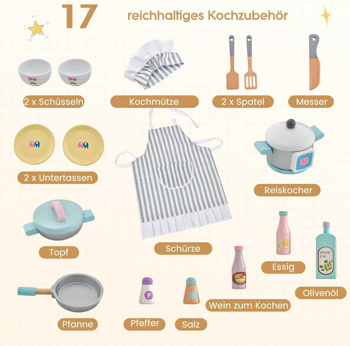 KINDERKÜCHE Weiß - Weiß, Holz (35/98/79cm) - COSTWAY