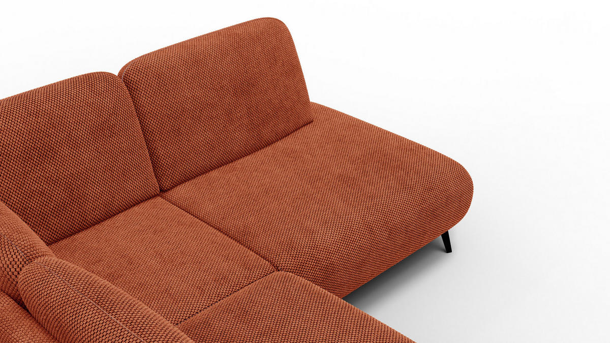ECKSOFA FEBE 5-Sitzer rechts, dunkelorange - Dunkelorange/Schwarz, Holz/Textil (271/190cm) - Courtois Laville