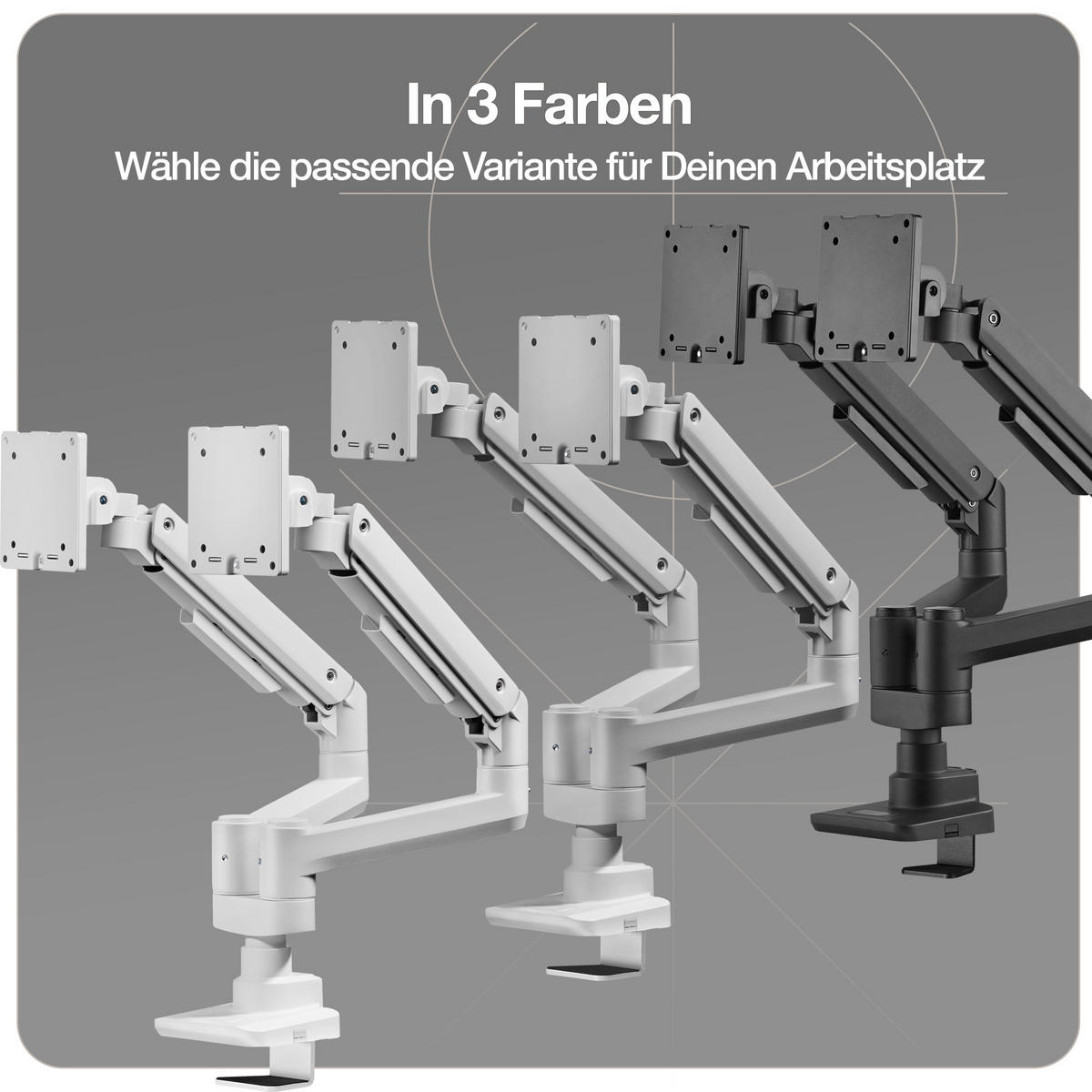 MONITORARM Doppel-Monitorarm in weiß mit Gasfeder für 2 Monitore 17–35 Zoll bis je 20kg / Signalweiß - Weiß, Metall (25/50/13cm) - ASSMANN