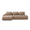 AUSKLAPPBARES-ECKSOFA links mit Container Linz aus Samt dunkelbeige 3 Sitzplätze - Mokka, Textil (142/275cm) - Cosmopolitan Design