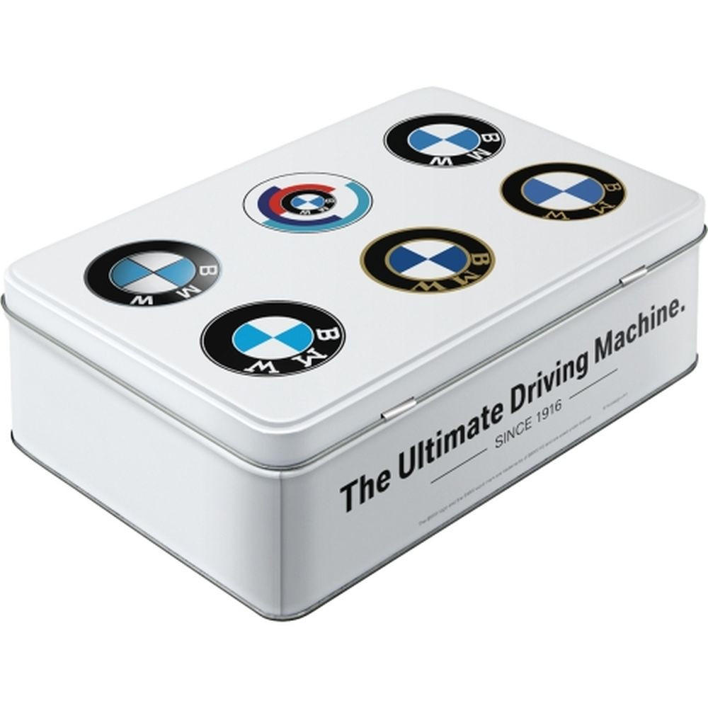VORRATSDOSE flach BMW Logo Evolution - Multicolor, Metall (23/7/16cm) - Nostalgic-Art
