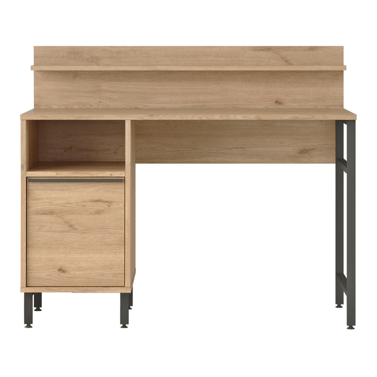 BÜROTISCH Fajaarire - Eichefarben/Schwarz, Holzwerkstoff/Metall (120/60/100cm) - [en.casa]