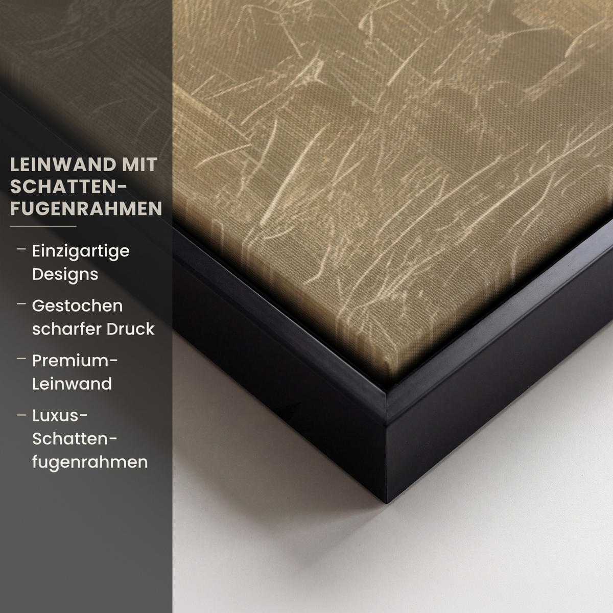LEINWAND Bilder mit Rahmen - Gesicht - Blumen - Gold - Abstrakt - 60x40 - Goldfarben, Textil (60/40cm) - MuchoWow