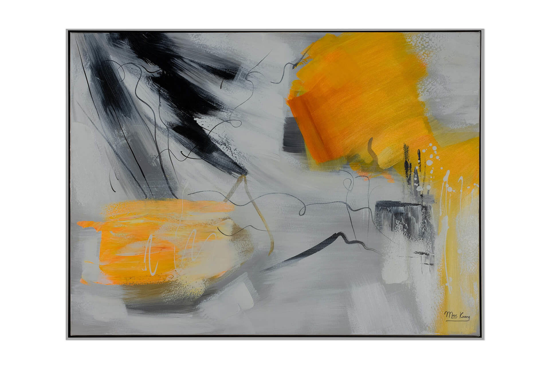 ACRYLBILD HANDGEMALT 103/78 cm - Orange/Grau, Textil (102.5/77.5cm) - KUNSTLOFT