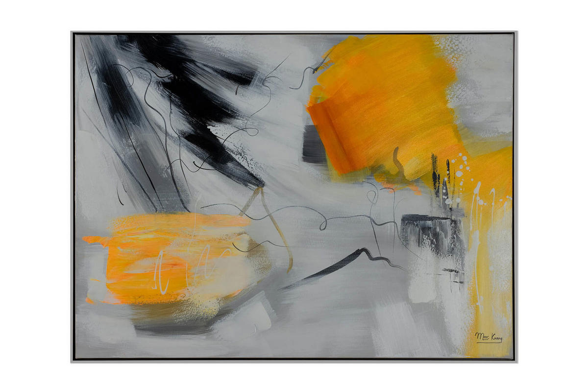 ACRYLBILD HANDGEMALT 103/78 cm - Orange/Grau, Textil (102.5/77.5cm) - KUNSTLOFT