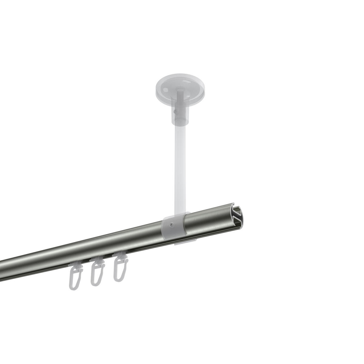 INNENLAUF-GARDINENSTANGEN-SET Sonette Verano 360 cm (geteilt in 2 x 180 cm), 1-läufig, 20 mm Ø Edelstahl-Optik - Edelstahlfarben/Silberfarben, Metall (360cm) - INTERDECO