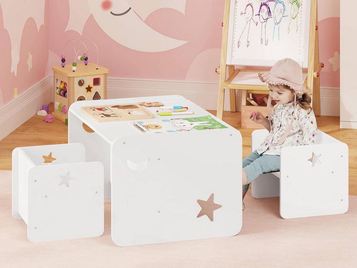 KINDERSITZGRUPPE für Zuhause Kindergarten, Weiß - Weiß, Holzwerkstoff (65.5/53/42cm) - Woltu