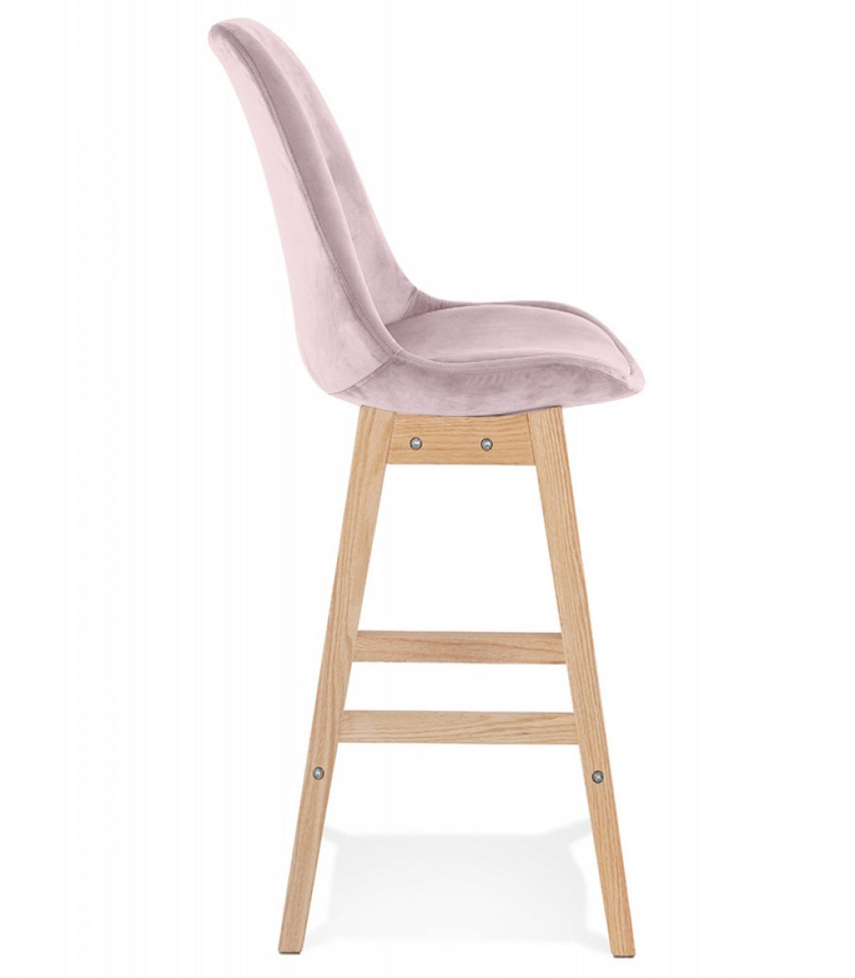 BARHOCKER mittelhoch mit Samt Sitz MORISS, Rosa-Beige 48x56x103 cm - Pink/Eichefarben, Eichenholz/Holz (48/103/56cm) - KADIMA DESIGN