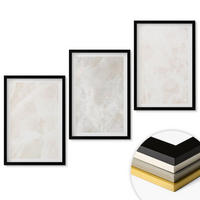 WANDBILDER 3er-Set - 40x60 cm Schwarzer Rahmen - Die Struktur von elegantem Marmor - Schwarz, Kunststoff (40/60cm) - ArtPrintCave