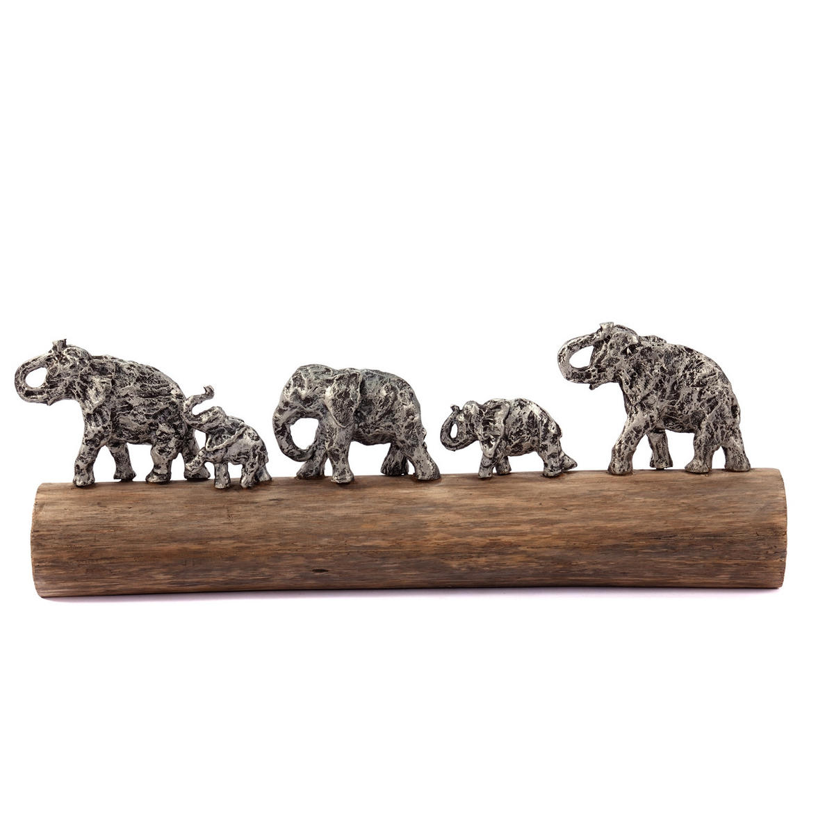 SKULPTUR Family Walk Mangoholz, Aluminium silber-natur - Naturfarben, Holz (57/20/10cm) - CREEDWOOD