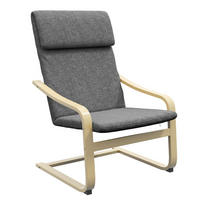 SESSEL mit Kopfstütze und Armlehnen, Bezug in Leinenoptik, Holzgestell, Grau - Dunkelgrau, Kunststoff (80/99/66.5cm) - HOMCOM
