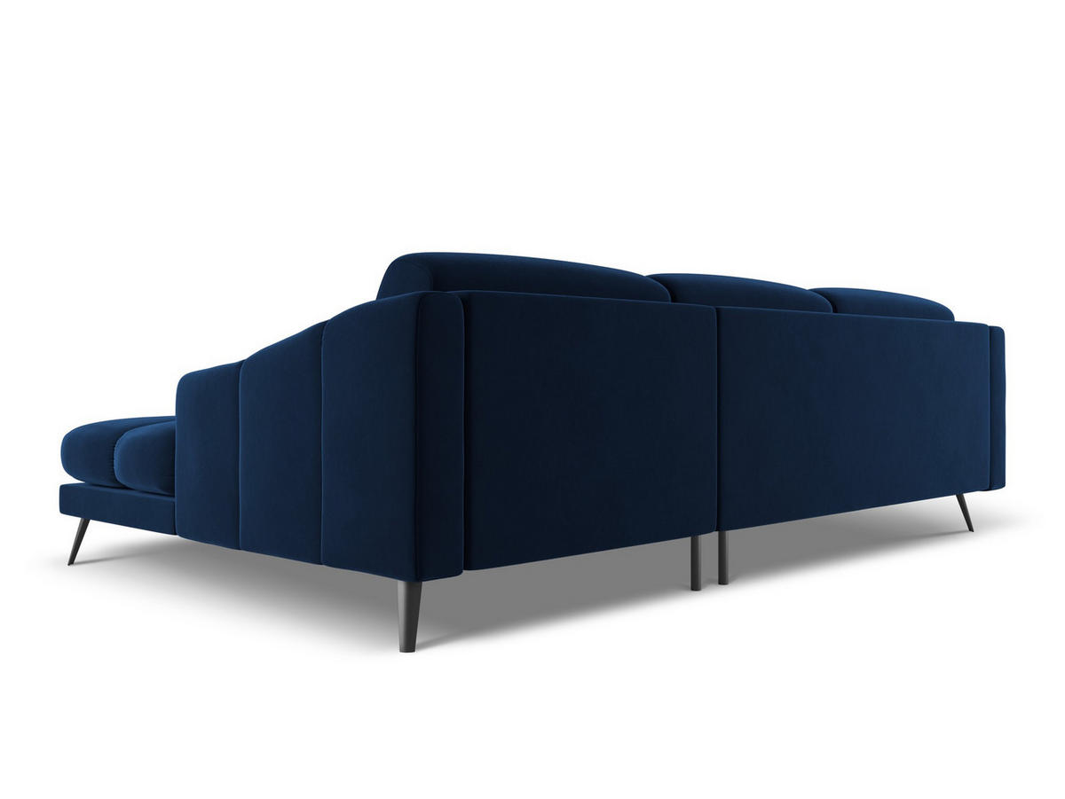 ECKSOFA Rechts Samt Stoff Blau - Blau/Schwarz, Textil/Metall (264/160cm) - Makamii