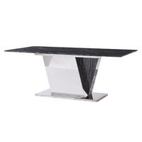 ESSTISCH mit schwarzer Marmorplatte Edelstahl-Gestell in geometrischem Design - Schwarz, Keramik (200/100/76cm) - alesvelt