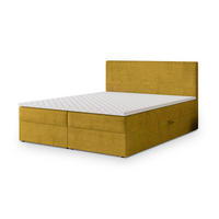 BOXBETT NIRA 140x200 cm mit Matratze und Topper - Gelb - Gelb, Holz (140/200cm) - MASSENO