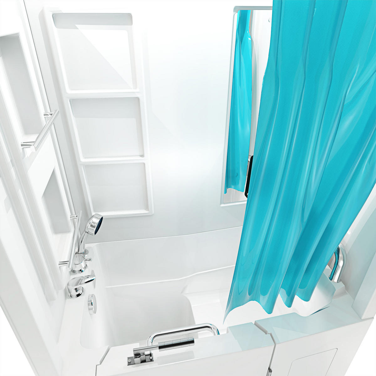 SENIORENDUSCHE S08D-B-R Weiß - Weiß, Glas/Kunststoff (110/68/205cm) - AcquaVapore by Sandra Jentho