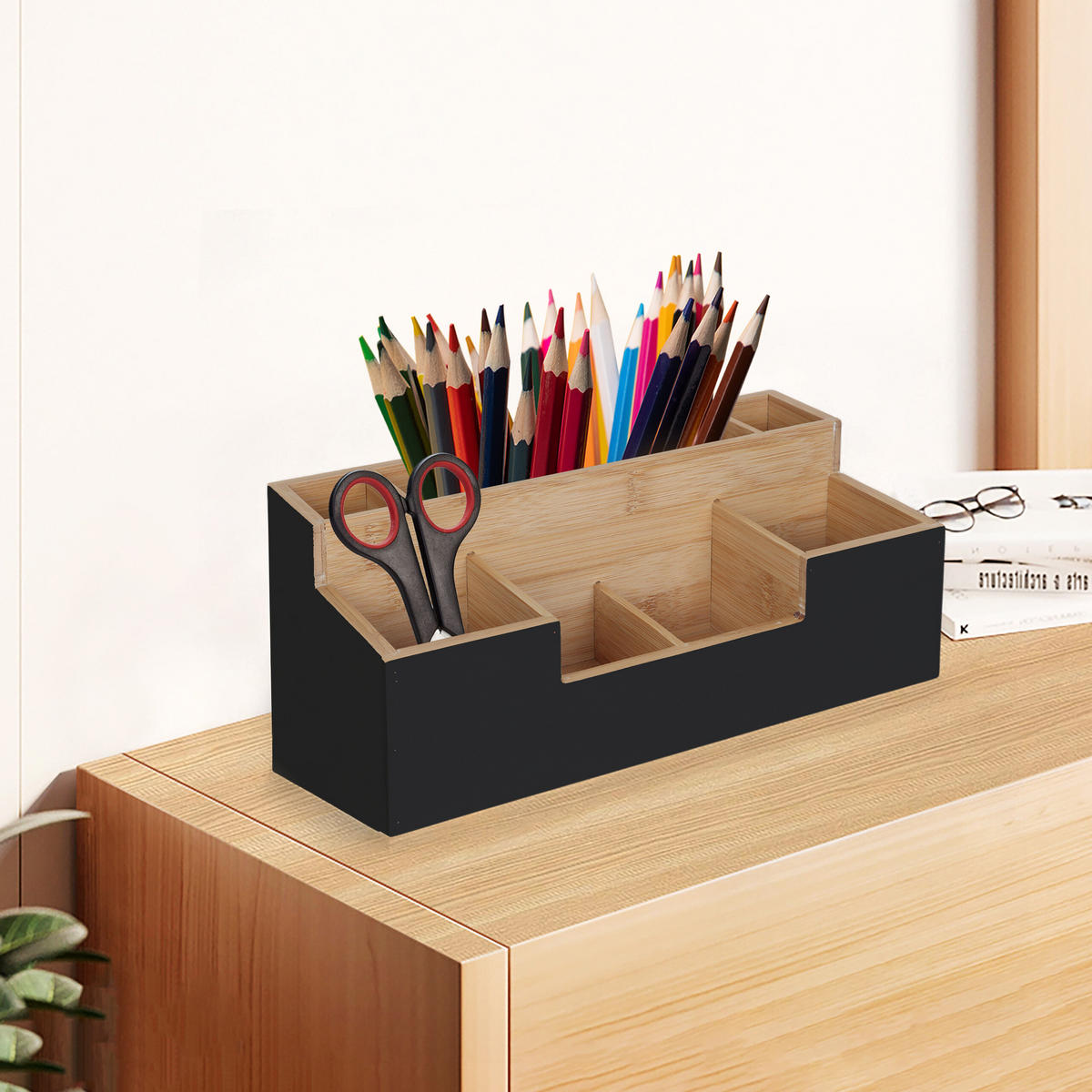 SCHREIBTISCHORGANIZER - Multicolor, Holz (15/30/11cm) - Relaxdays