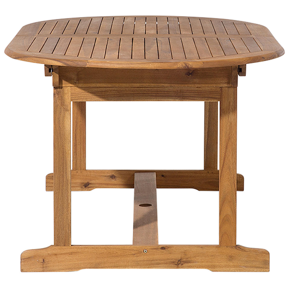 GARTENSET 8-Sitzer Akazienholz hellbraun Auflagen cremeweiß mit Sonnenschirm Maui - Hellbraun/Weiß, Holz - Beliani