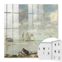 SCHLÜSSELBOX Weiß 30x30 cm – Türöffnung nach rechts - Segelboote - Blau, Metall (30/30/5cm) - TULUP