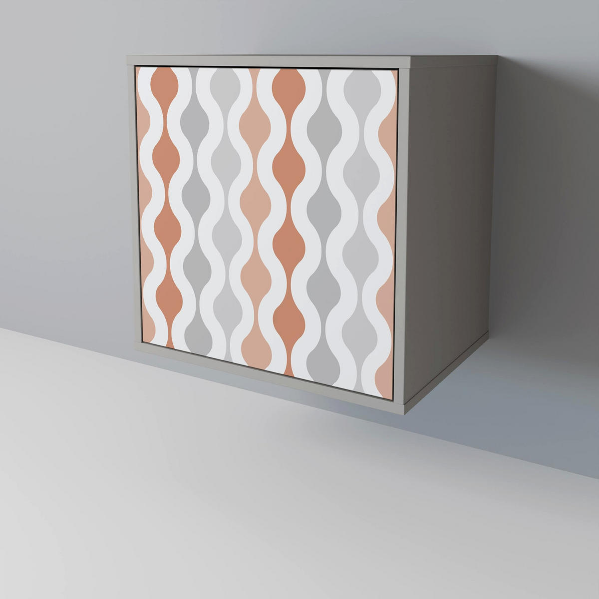 SIDEBOARD HAZY NOSTALGIA, Grau, 57,5x42x75,5 cm, Goldfarbene Metallfüße - Goldfarben/Multicolor, Holzwerkstoff/Metall (57.5/75.5/42cm) - SpaceRebels