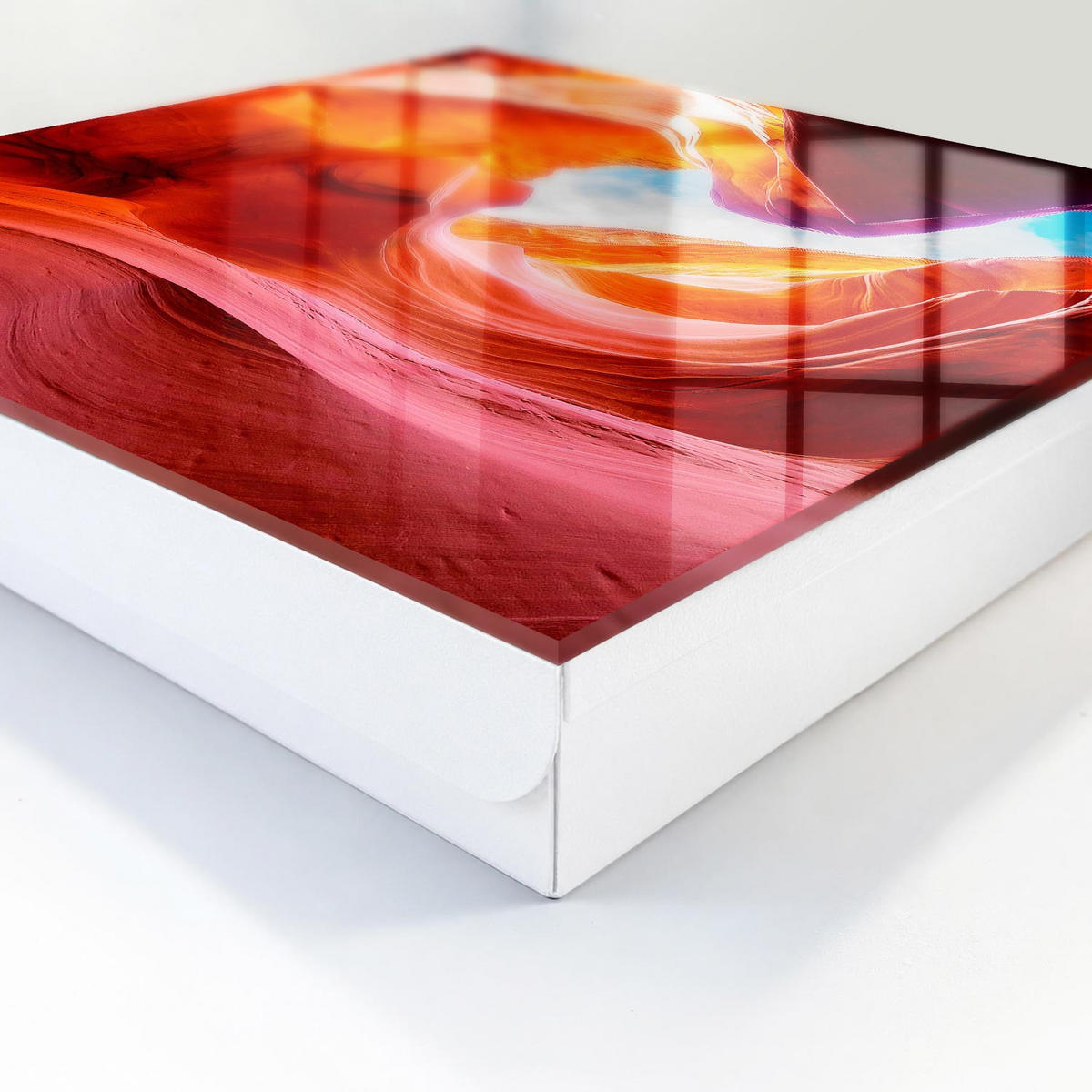 SCHLÜSSELBOX Weiß 30x30 cm – Türöffnung nach rechts - Bunte Steine - Orange, Metall (30/30/5cm) - TULUP