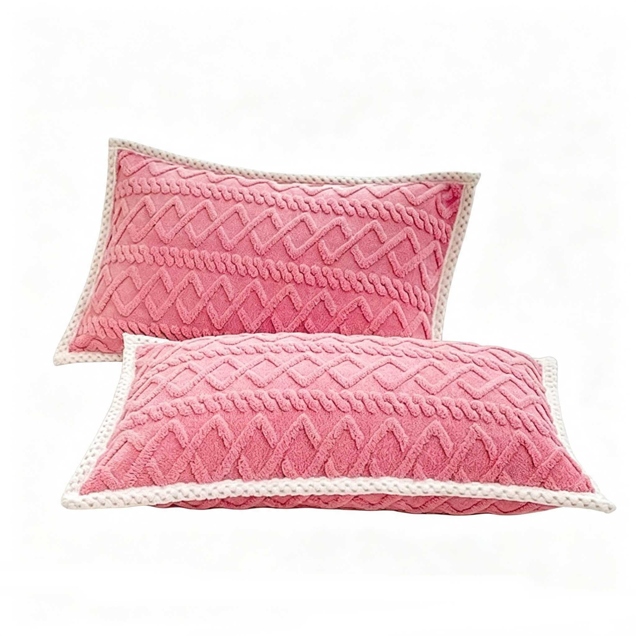 PLÜSCH-KISSENBEZÜGE – 48*74cm – Pink (Paar) - Pink, Textil (48/74cm)