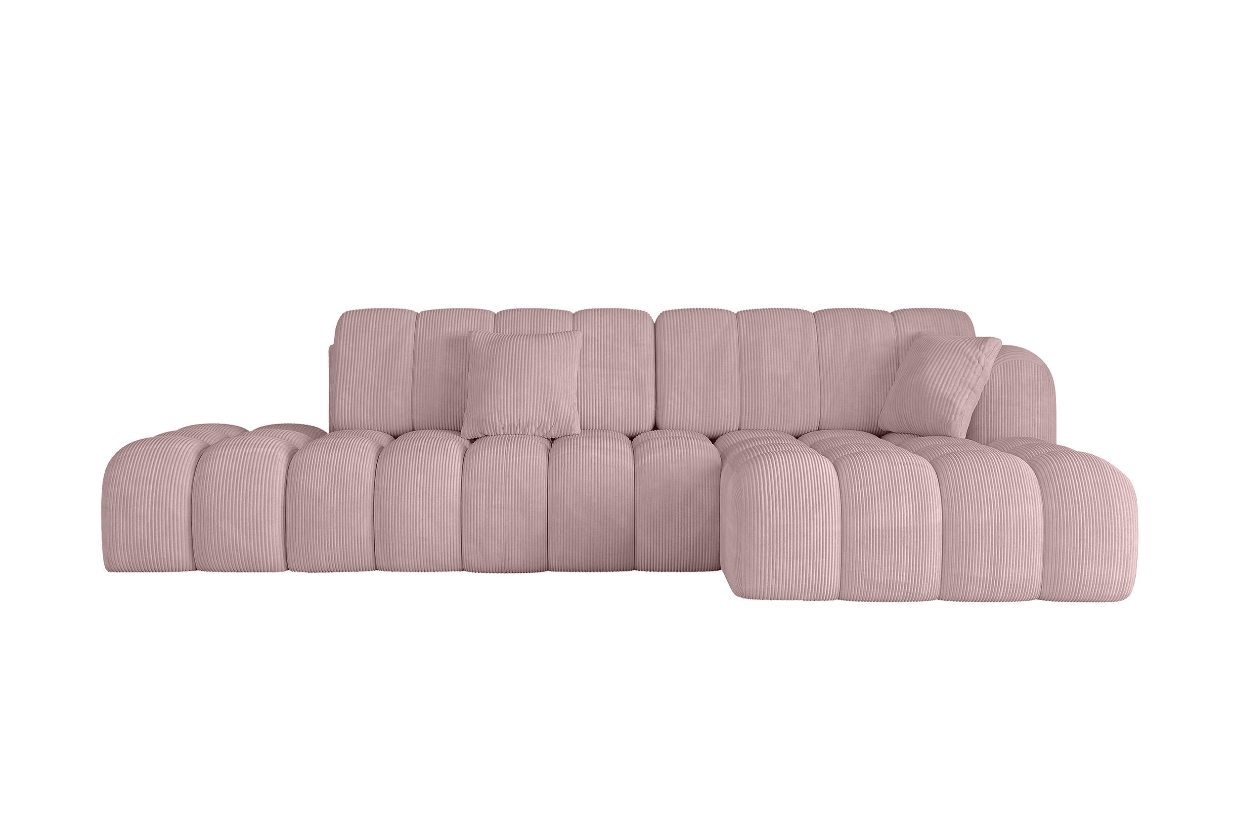 ECKSOFA mit Schlaffunktion Ottomane RECHTS OLEA-L2 321x164x75 Rosa Cord - Schwarz/Rosa, Holzwerkstoff/Kunststoff (164/321cm) - ALTDECOR