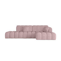 ECKSOFA mit Schlaffunktion Ottomane RECHTS OLEA-L2 321x164x75 Rosa Cord - Schwarz/Rosa, Holzwerkstoff/Kunststoff (164/321cm) - ALTDECOR