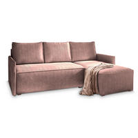 ECKSOFA PERUSI Lila Kordstoff mit Schlaffunktion - Lila, Holz (206/143cm) - MASSENO