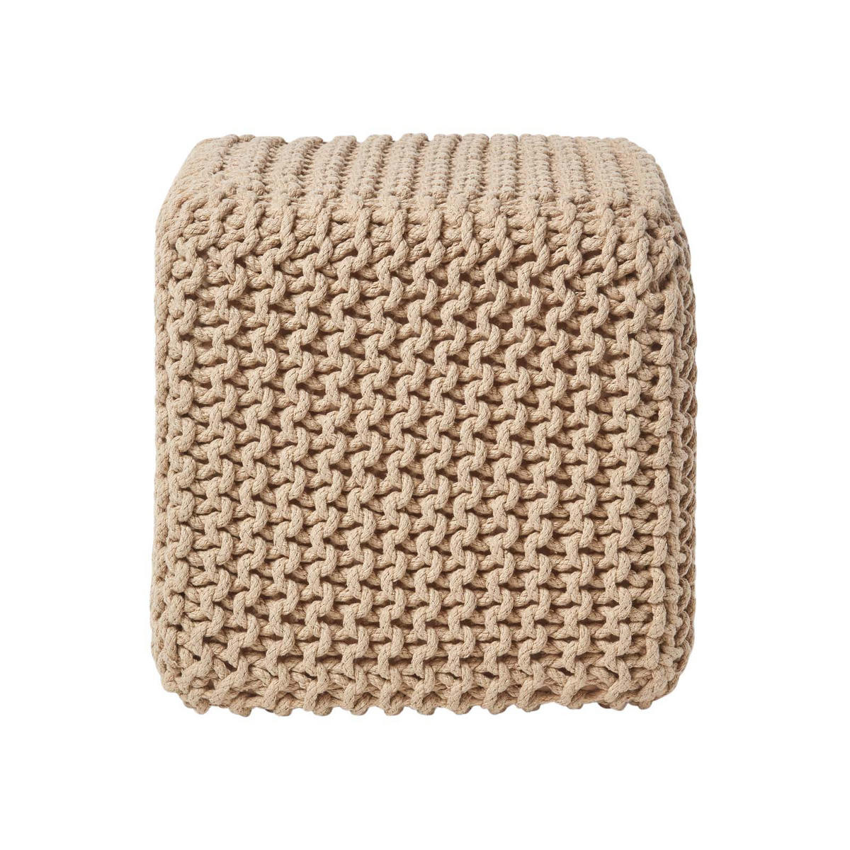 STRICK-POUF beige, Sitzwürfel 35/35/35 cm - Beige, Textil (35/35/35cm) - Homescapes