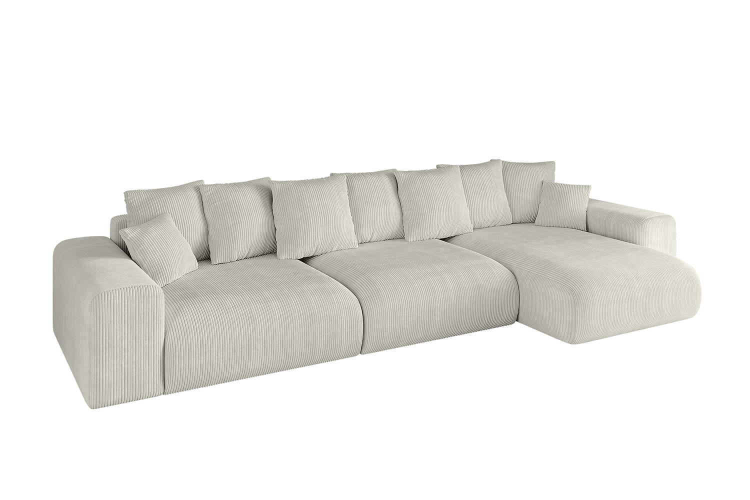 ECKSOFA Ottomane rechts ESKAR-L 364x176x84 Ecru Cord - Ecru/Schwarz, Holzwerkstoff/Kunststoff (176/364cm) - ALTDECOR