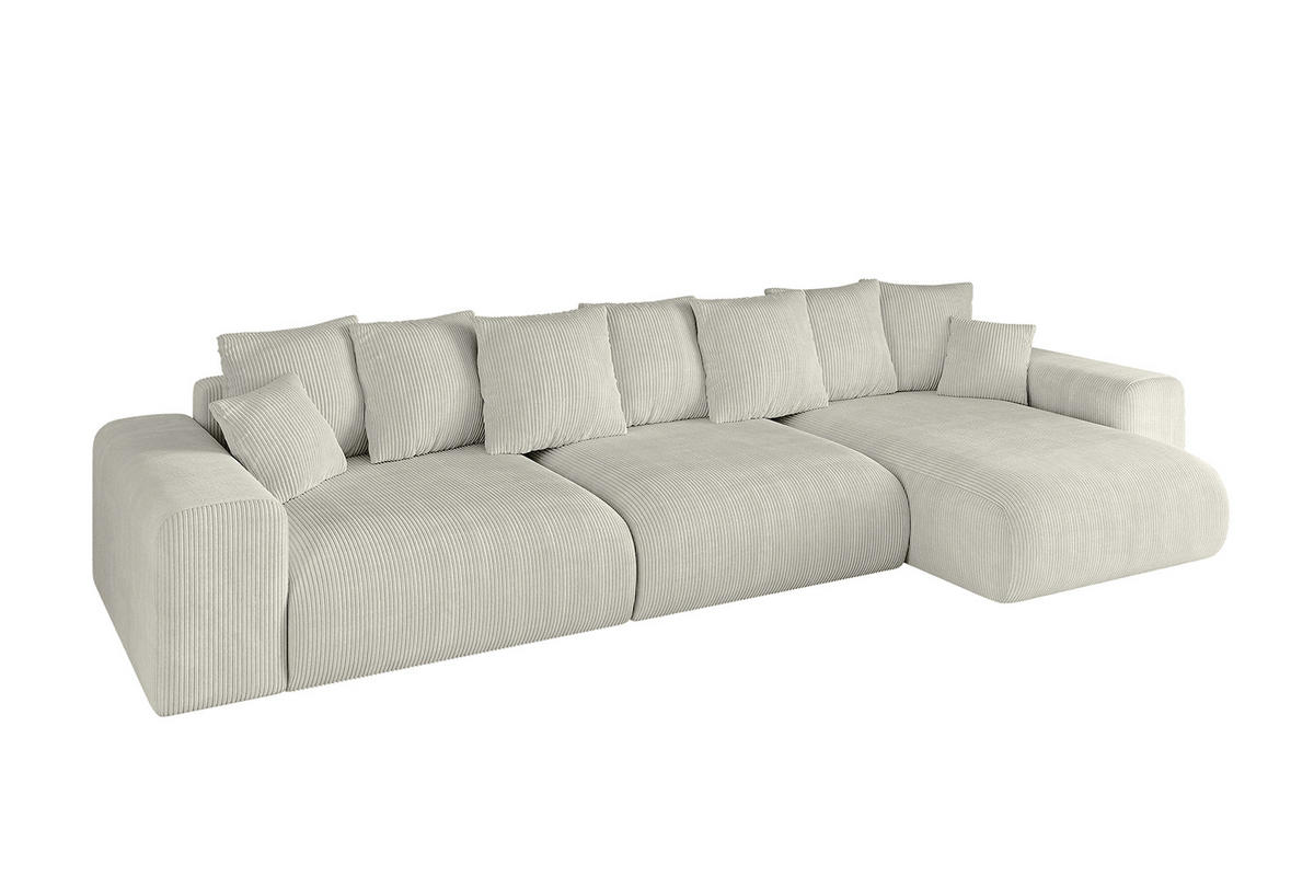 ECKSOFA Ottomane rechts ESKAR-L 364x176x84 Ecru Cord - Ecru/Schwarz, Holzwerkstoff/Kunststoff (176/364cm) - ALTDECOR