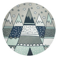 KINDERTEPPICH waschmaschinenwaschbar Berge Kinderzimmer schmutzabweisend Grau Rund 120D - Grau, Textil (120/120cm) - KADIMA DESIGN