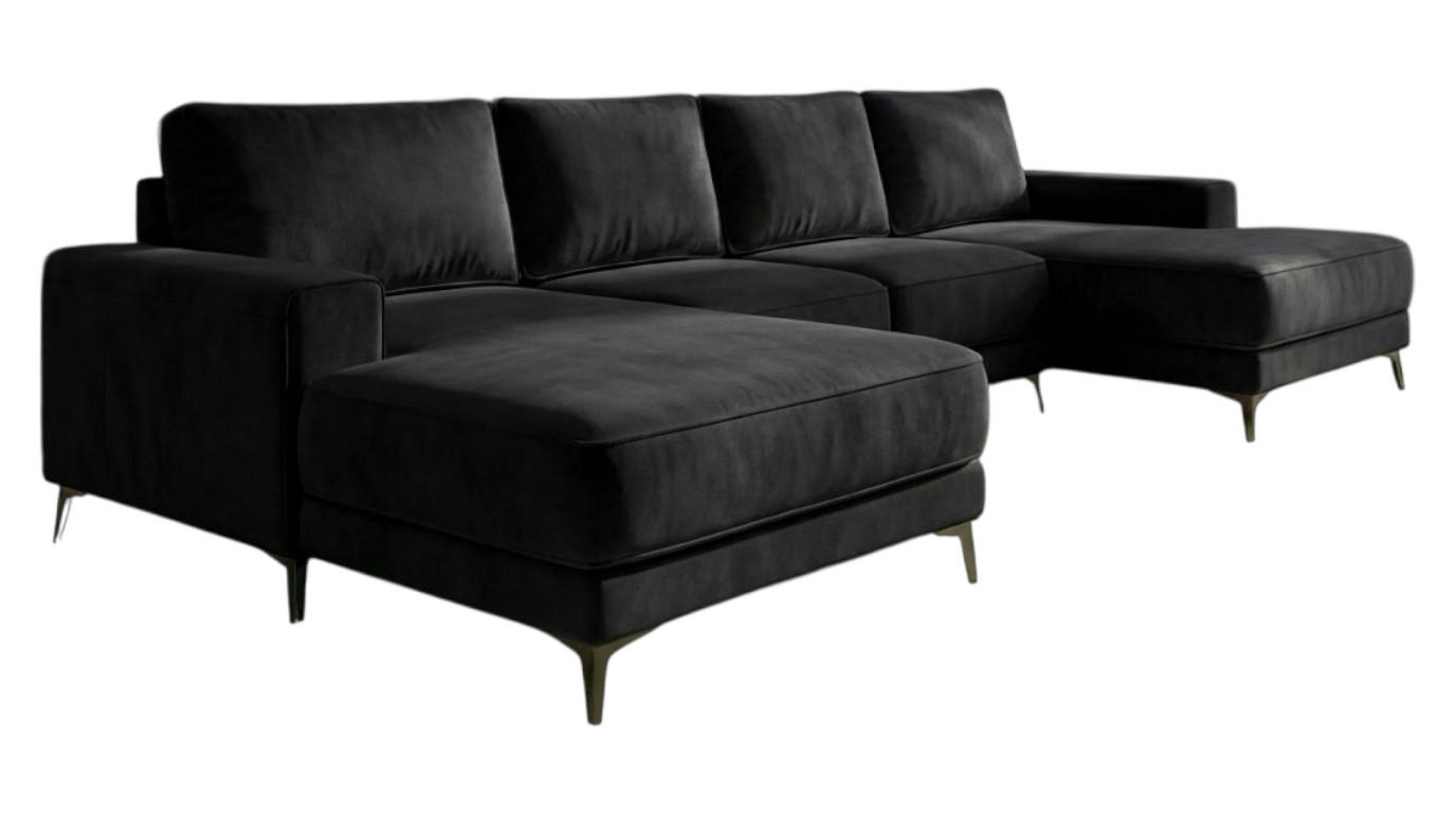 ECKSOFA VALTOR 320 cm x 185 cm – Stoff: CASABLANCA Schwarz 16 Farbe: Schwarz - Schwarz, Textil (320/185cm) - A&J MöbelLand