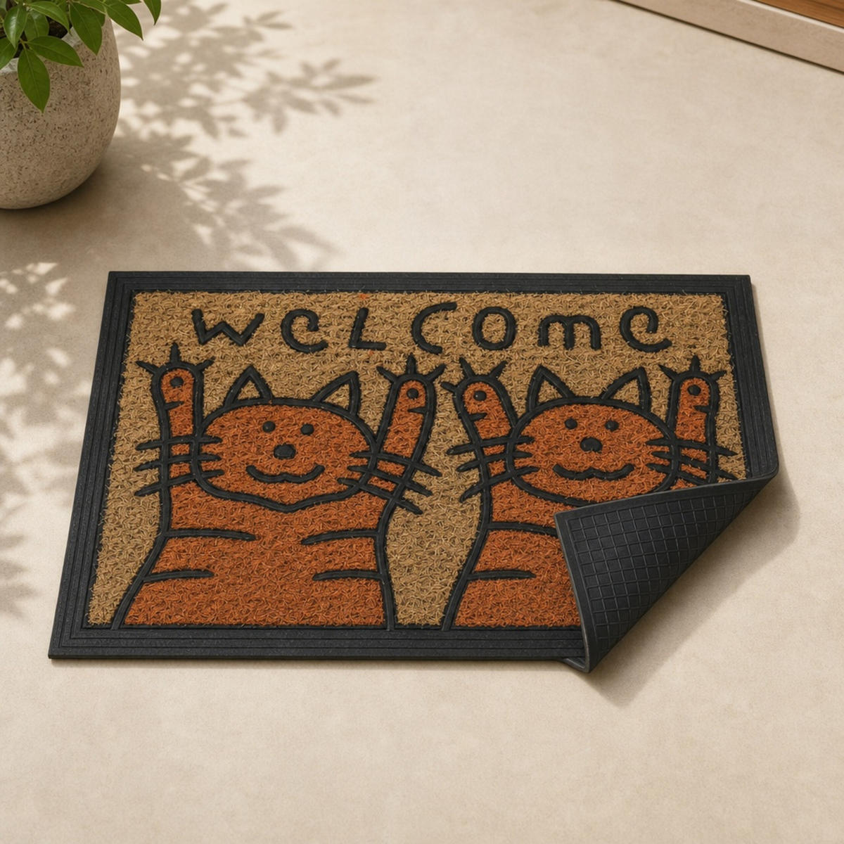 ROHOŽKA Přírodní Oranžová Černá kokosové vlákno 60x40 cm - různobarevná, textil/plast (60/40cm) - Relaxdays