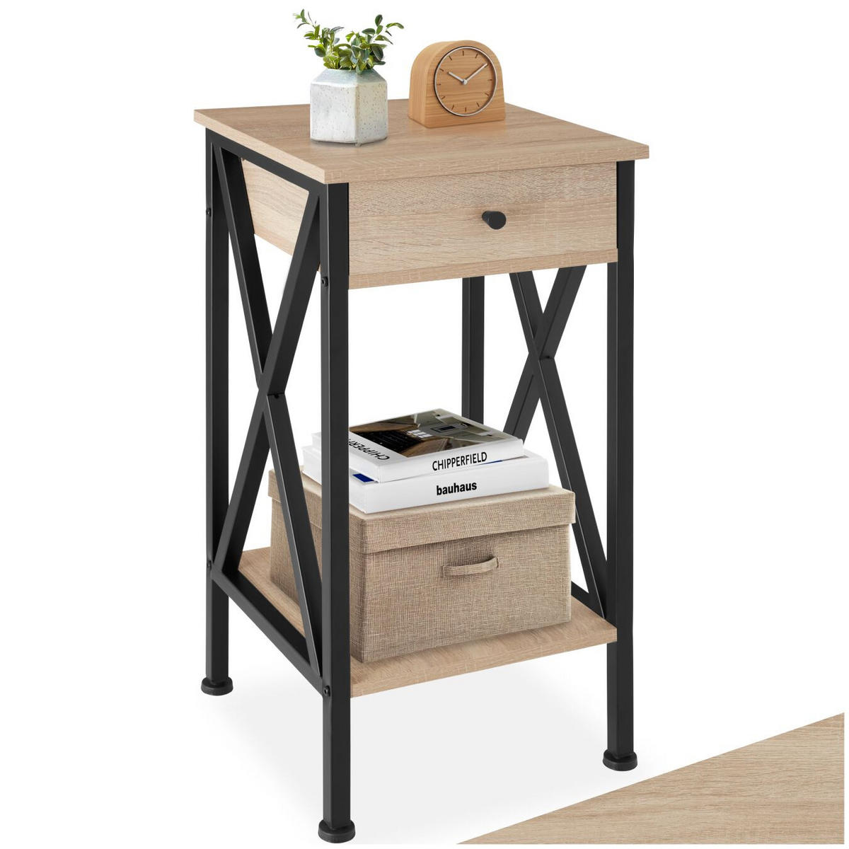 BEISTELLTISCH Dayton,35 x 35 x 70,5 cm,Industrial Holz hell, Eiche Sonoma - Naturfarben, Holzwerkstoff (35/35/70.5cm) - tectake