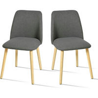 ESSZIMMERSTUHL 2er Set Dunkelgrau Holzbeine - Grau, Textil (45/83/47cm)