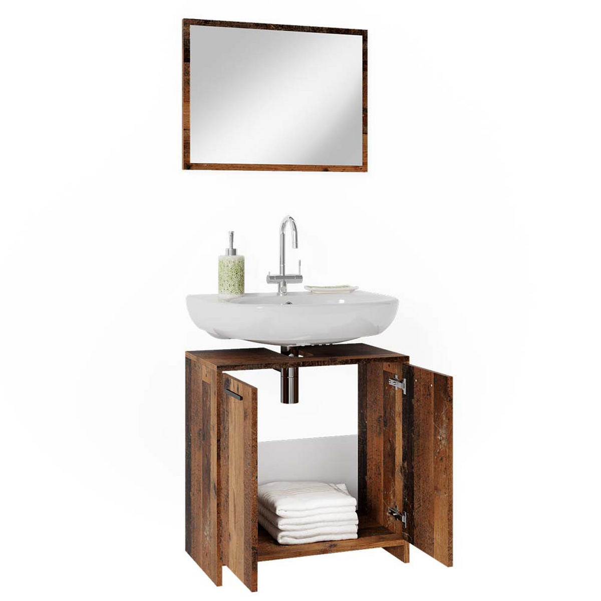 BADMÖBEL-SET Kiko Eiche rustikal 2 Teile - Wildeiche, Holzwerkstoff (58/60/33cm) - Vicco