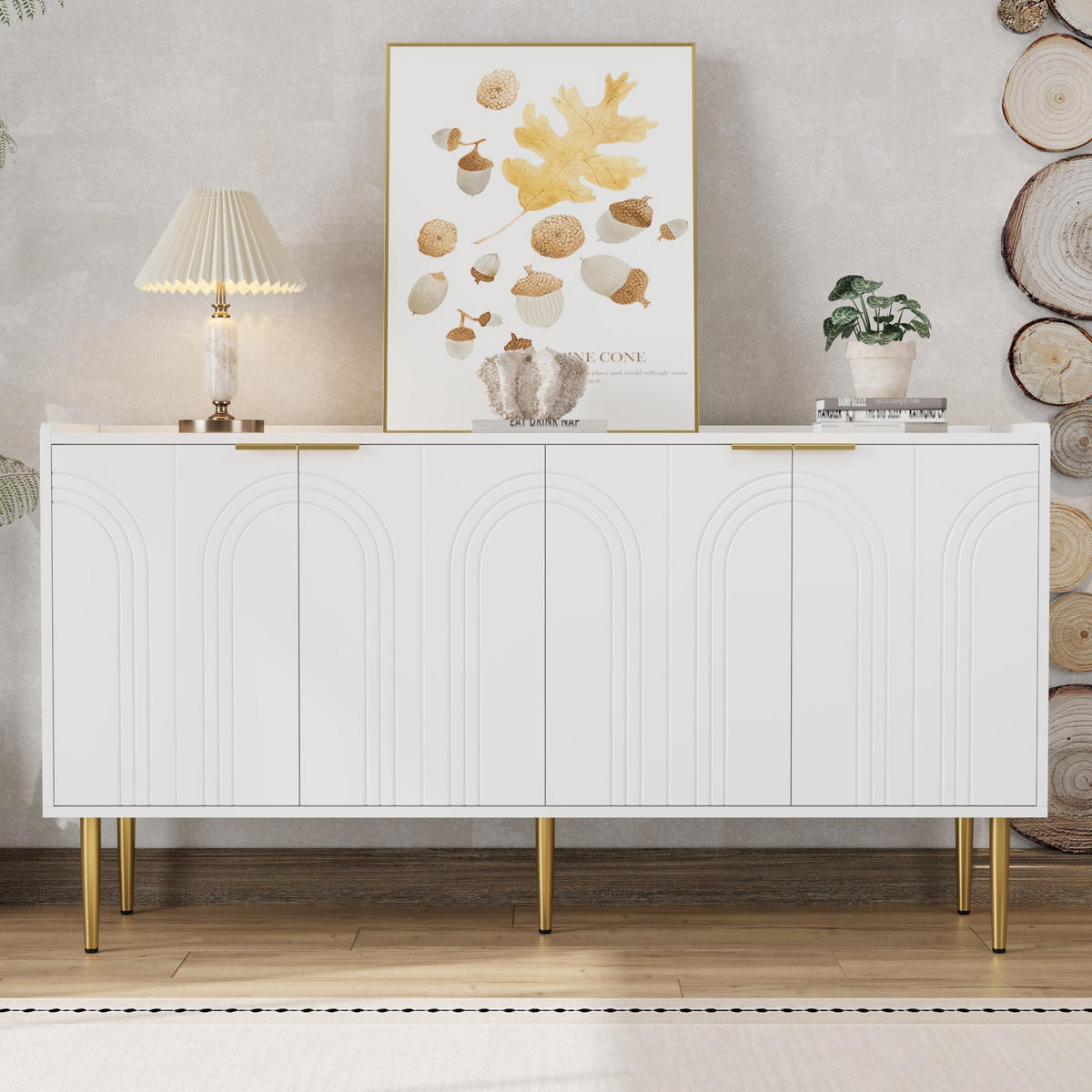 SIDEBOARD 140cm modern Anrichte Buffet Stauraum Wohnzimmer - Weiß, Holzwerkstoff (38/75/140cm) - FLIEKS