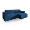 ECKSOFA FIANO M Blau Velours-Stoff mit Schlaffunktion - Blau, Holz (245/148cm) - MASSENO