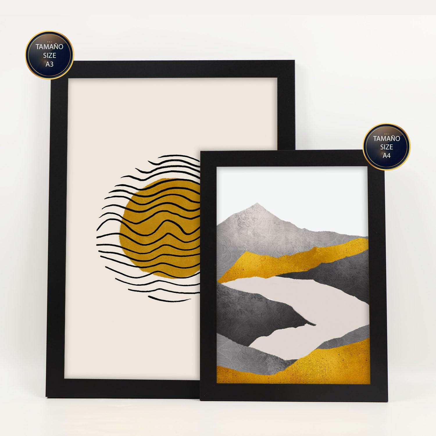 POSTER Set Mit 6 Zykloidale Natur In Kulissen Abstracts Ästhetische Dekorative Gemälde Für Ihr Wohnzimmer Zuhause A3 & A4 Schwarzer Rahmen - Schwarz, Papier (29/3cm) - Nacnic