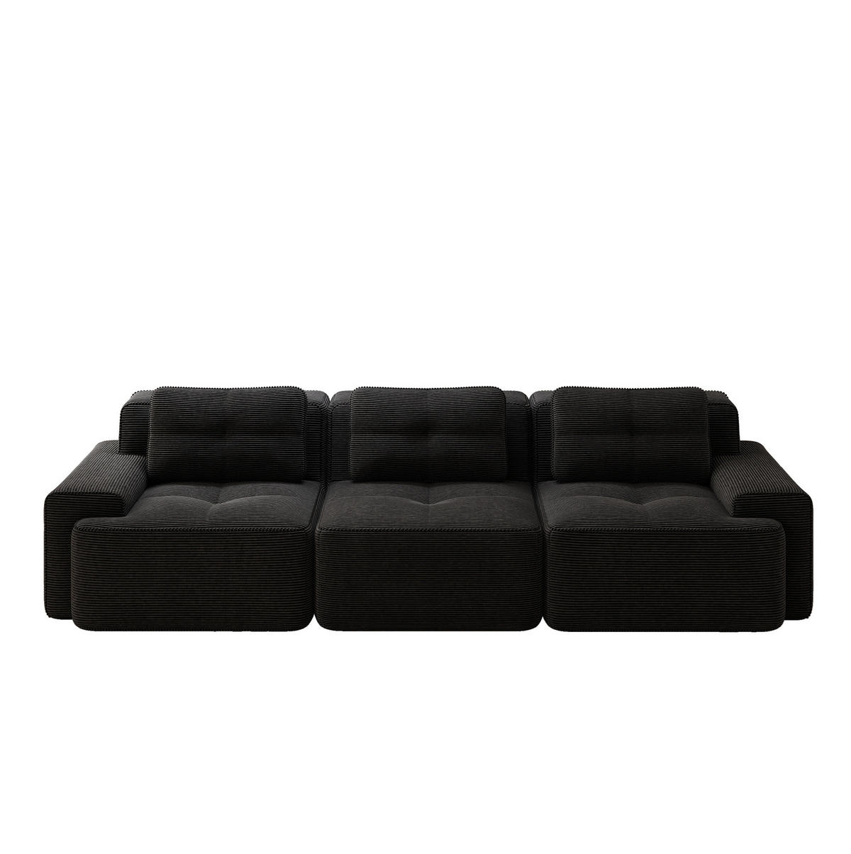 ECKSOFA 293/104/69 cm schwarz aus Cord ohne Montage - Schwarz, Textil (104/293cm) - OKWISH