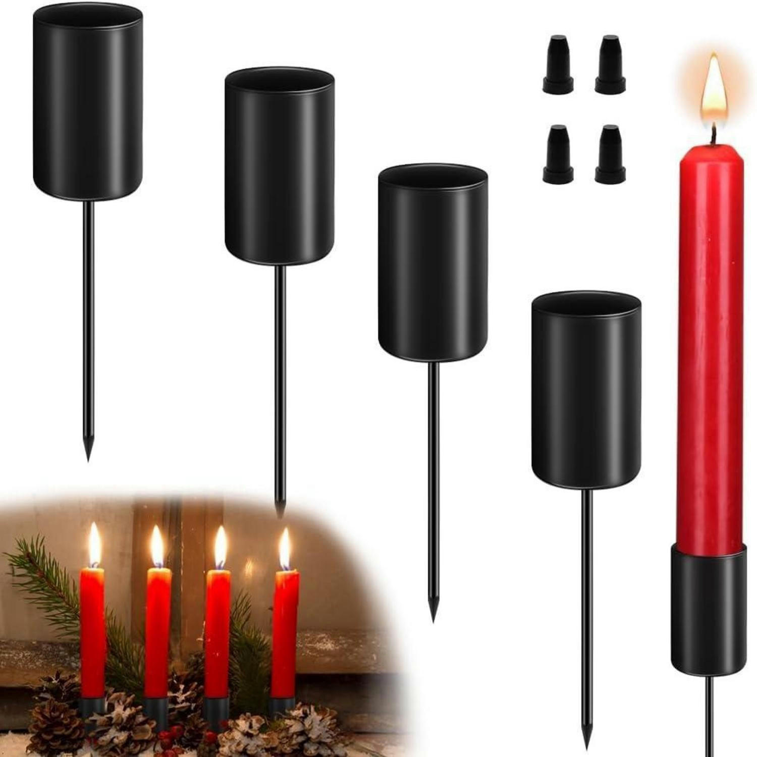KERZENHALTER 4-teiliges Set Metall Schwarz - Schwarz, Metall (2.5/2.5/10.9cm)