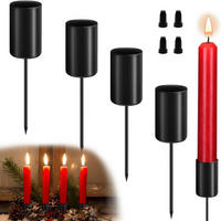KERZENHALTER 4-teiliges Set Metall Schwarz - Schwarz, Metall (2.5/2.5/10.9cm)