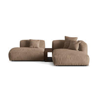 ECKSOFA modular rechts Martina aus Samt dunkelbeige 2 Sitzplätze - Mokka, Textil (176/285cm) - Micadoni