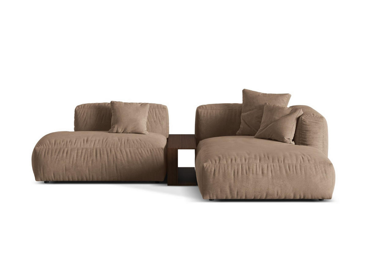 ECKSOFA modular rechts Martina aus Samt dunkelbeige 2 Sitzplätze - Mokka, Textil (176/285cm) - Micadoni